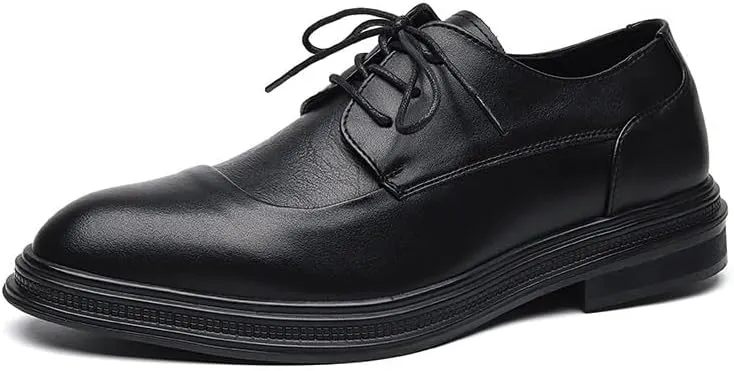 Men's Genuine Leather Oxford Shoes - Lightweight Comfortable Platform Formal Dress Shoes for Business & Casual Wear