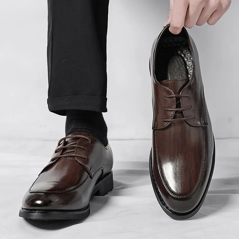 Men's Genuine Leather Oxford Shoes - Lightweight Formal Dress Shoes for Business & Casual Wear