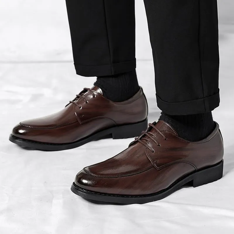Men's Genuine Leather Oxford Shoes - Lightweight Formal Dress Shoes for Business & Casual Wear