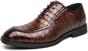 Men's Genuine Leather Oxford Shoes - Low Top Formal Business Dress Shoes with Soft Rubber Sole, Non-Slip Waterproof Derby Style