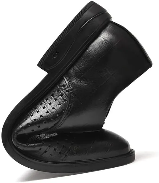 Men's Genuine Leather Oxford Shoes Men Retro Pointed Chunky Heel Non-Slip Business Dress Shoes Classic Breathable Derby Shoe for Men