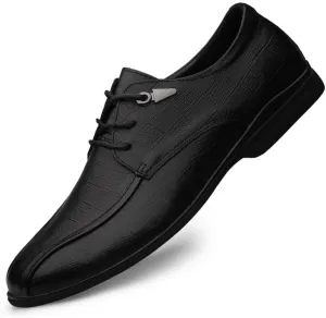 Men's Genuine Leather Oxford Shoes - Modern Low Top Pointed Toe Tuxedo Derby Shoes for Business and Formal Events
