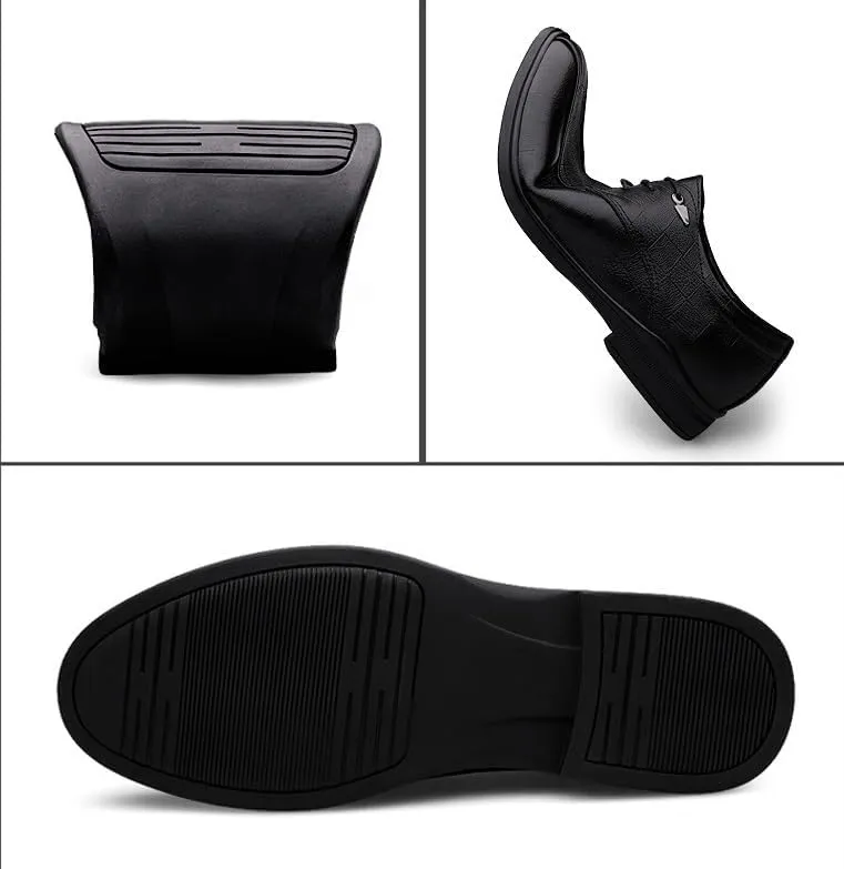 Men's Genuine Leather Oxford Shoes - Modern Low Top Pointed Toe Tuxedo Derby Shoes for Business and Formal Events