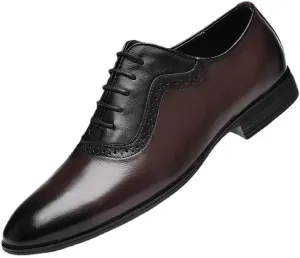Men's Genuine Leather Oxford Shoes - Non-Slip Business Formal Derby Shoes for Men, Stylish Pointed Toe Design