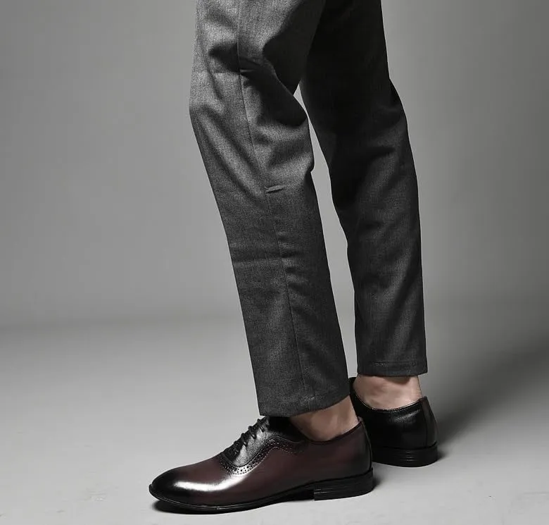 Men's Genuine Leather Oxford Shoes - Non-Slip Business Formal Derby Shoes for Men, Stylish Pointed Toe Design