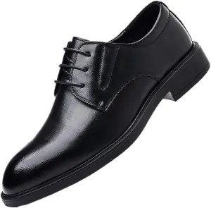 Men's Genuine Leather Oxford Shoes - Waterproof Non-Slip Business Derby Shoes for Formal Events