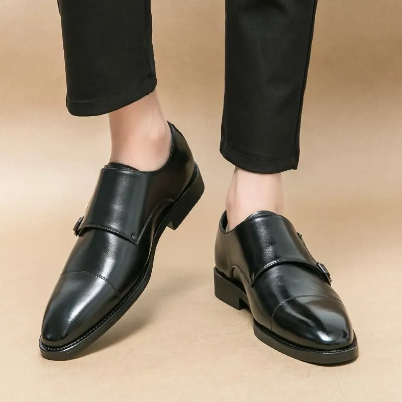 Men's Genuine Leather Slip-On Oxford Shoes | Comfortable Pointed Toe Derby Dress Shoes for Business & Formal Occasions
