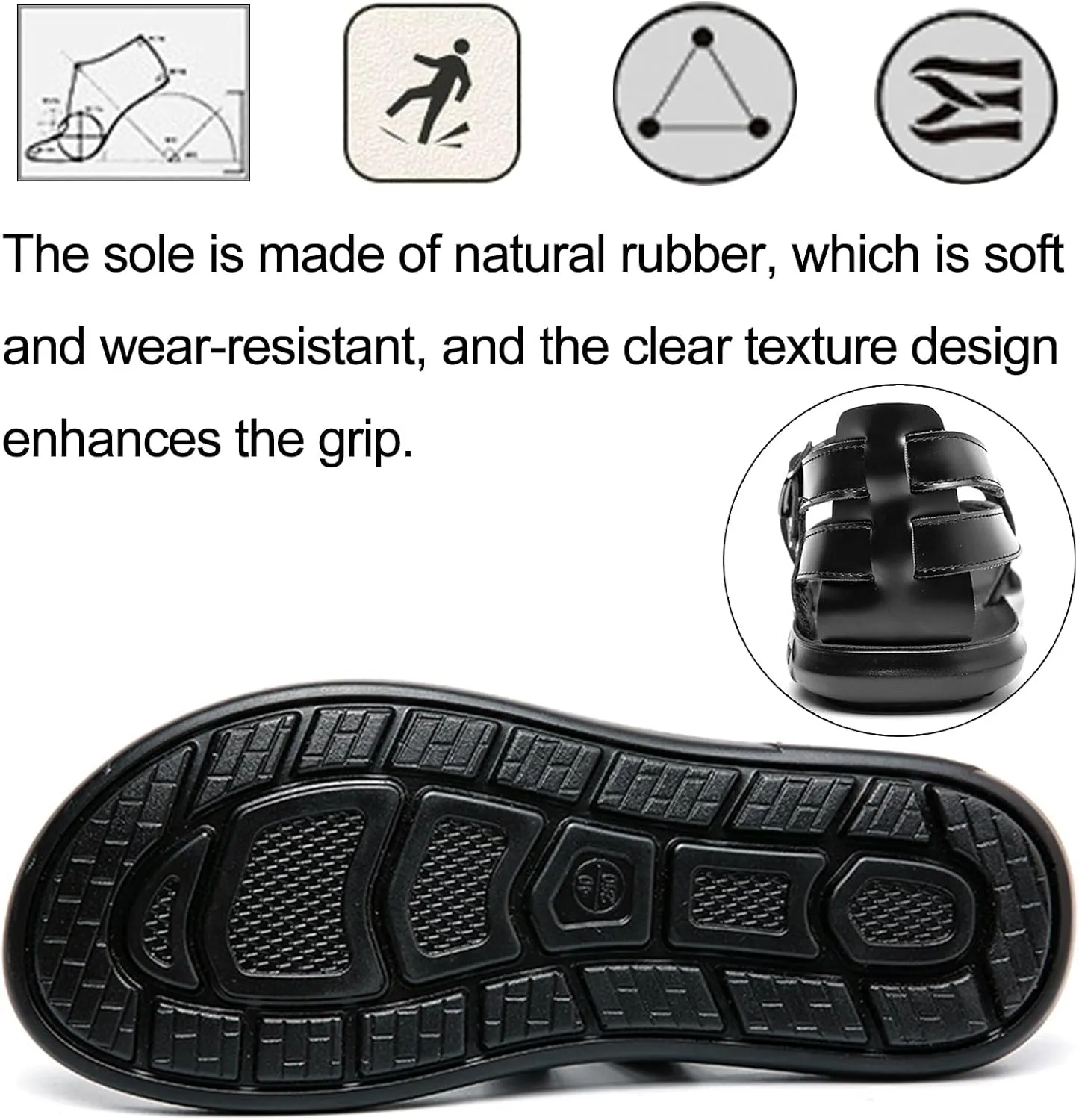 Men's Genuine Leather Thong Roman Sandals Round Open Toe Strappy Non Slip Flat Gladiator Sandals Casual Summer Outdoor Beach Fishermans