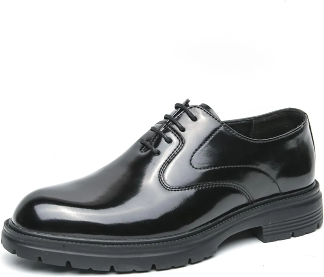 Men's Leather Dress Platform Oxford Shoes Classic Round Toe Lace Up Comfort Non Slip Casual Derby Shoes for Business Office Wedding