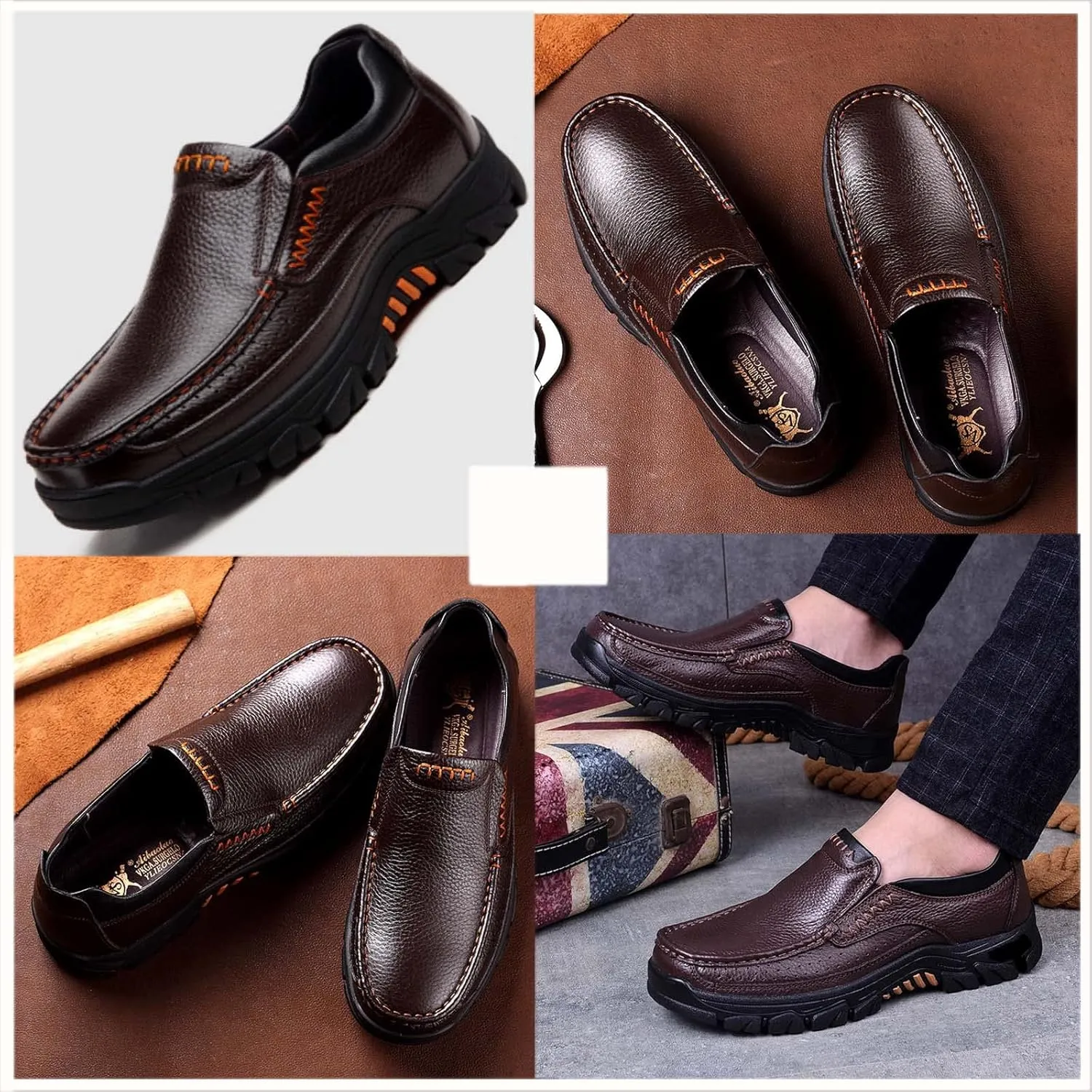 Men's Leather Loafers,Casual Walking Shoes,Formal Oxfords,Comfortable for Work Office Dress Outdoor Walking Shoes