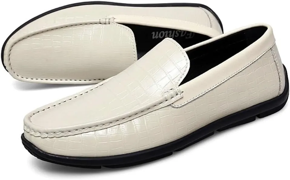 Men's Loafers Shoes Round Toe PU Leather Driving Loafers Slip Resistant Comfortable Anti-Slip Walking Party