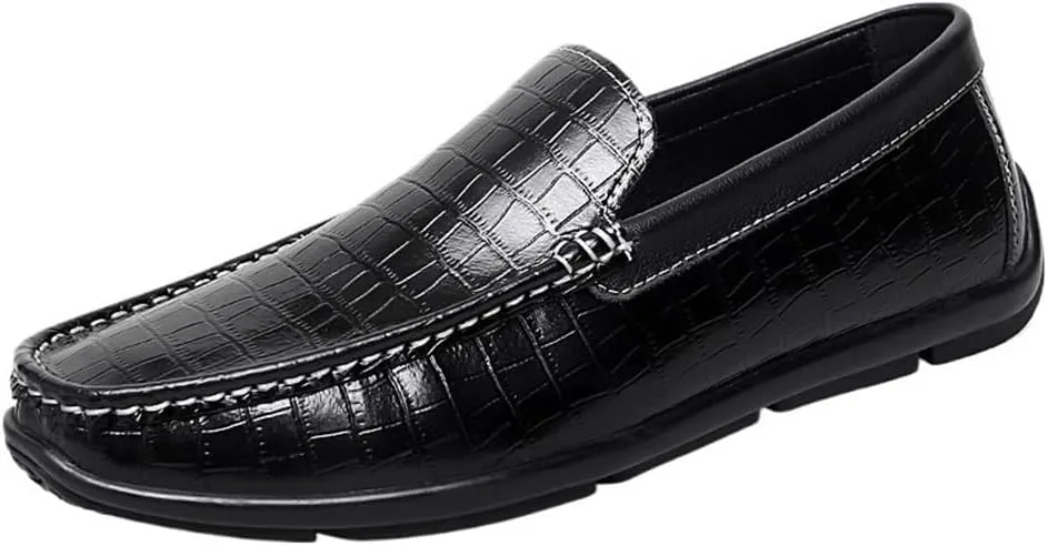 Men's Loafers Shoes Round Toe PU Leather Driving Loafers Slip Resistant Comfortable Anti-Slip Walking Party