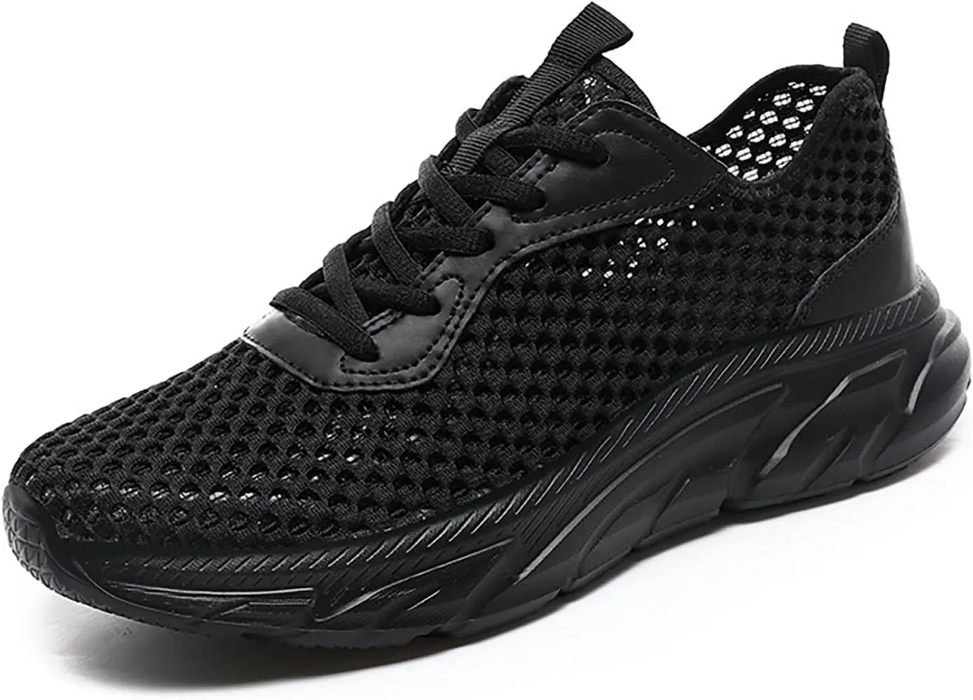 Men's Mesh Hollowed Breathable Sneakers,Fashion Elastic Lace Up Lightweight Soft Sole Comfortable Slip-on Tennis Shoes Casual Walking Running Work Gym Trainers Sneakers