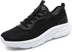 Men's Mesh Hollowed Breathable Sneakers,Fashion Elastic Lace Up Lightweight Soft Sole Comfortable Slip-on Tennis Shoes Casual Walking Running Work Gym Trainers Sneakers