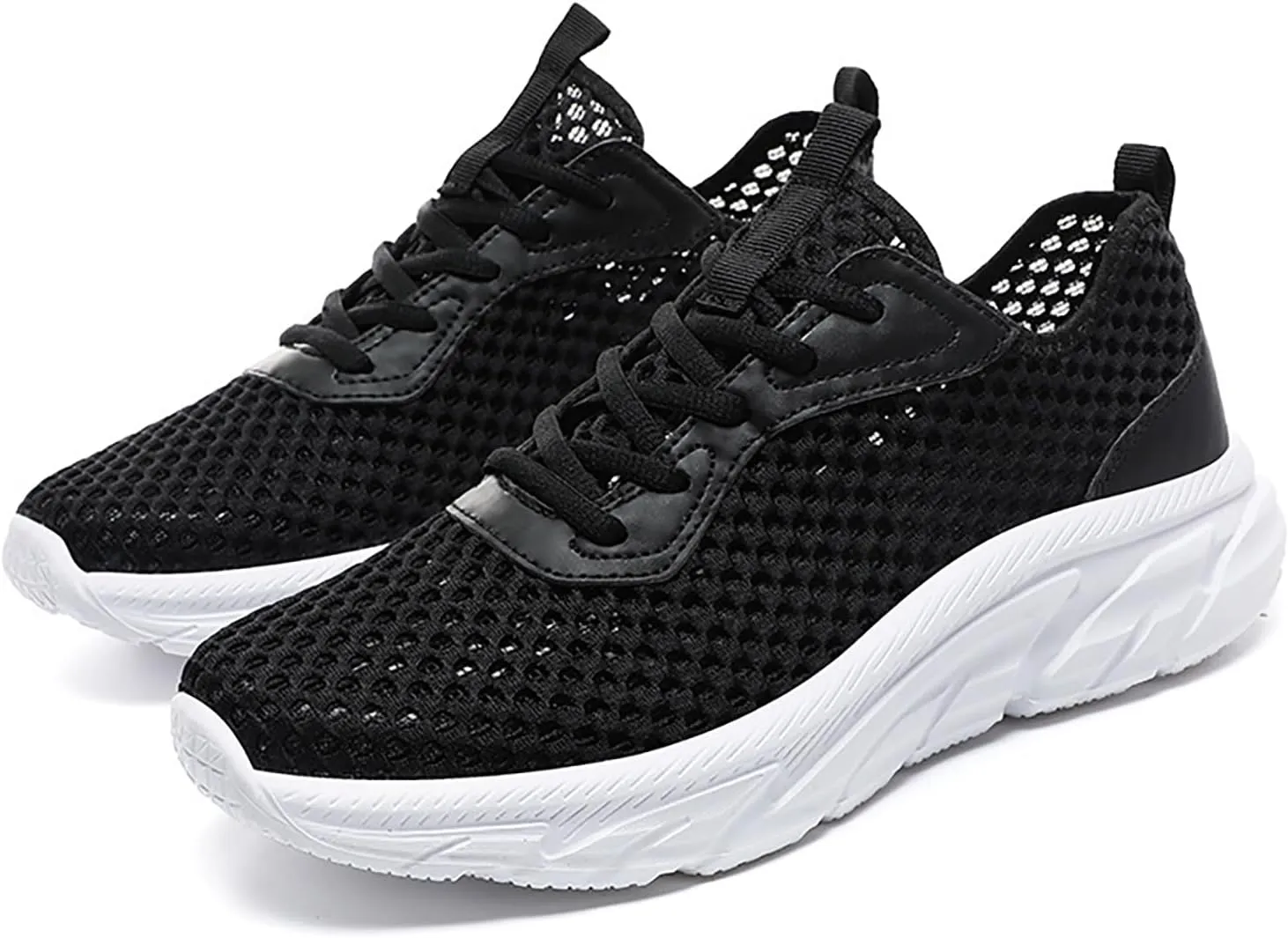 Men's Mesh Hollowed Breathable Sneakers,Fashion Elastic Lace Up Lightweight Soft Sole Comfortable Slip-on Tennis Shoes Casual Walking Running Work Gym Trainers Sneakers