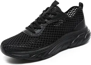 Men's Mesh Hollowed Breathable Sneakers,Fashion Elastic Lace Up Lightweight Soft Sole Comfortable Slip-on Tennis Shoes Casual Walking Running Work Gym Trainers Sneakers