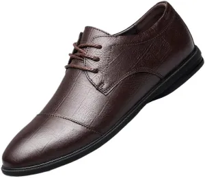 Men's Oxford Shoes - Modern Low Top Pointed Toe Tuxedo Derby Shoes with Non-Slip Rubber Sole for Business & Casual Wear