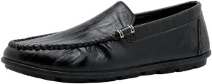 Mens PU Leather Loafer Shoes Flat Heel Slip Resistant Wedding Fashion Slip-on Solid Color Stitching Details Comfortable