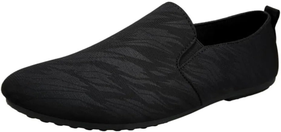 Men's Resistant Comfortable Flat Heel Party Slip On Loafers Round Toe Vegan Leather Two Tone Loafer Shoes