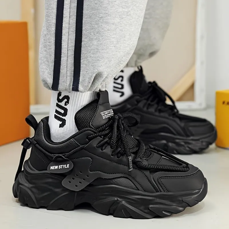 Men's Retro Thick-Sole Sneakers Non-Slip Durable Rubber Sole Casual Shoes for All-Season