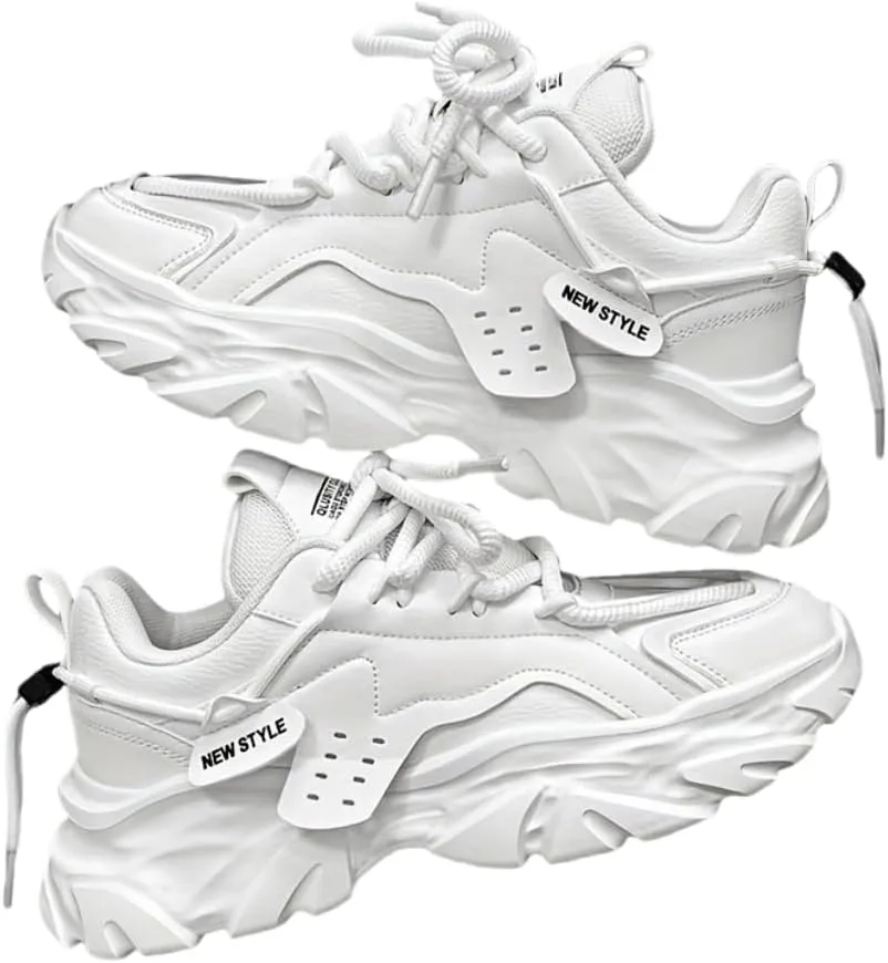 Men's Retro Thick-Sole Sneakers Non-Slip Durable Rubber Sole Casual Shoes for All-Season