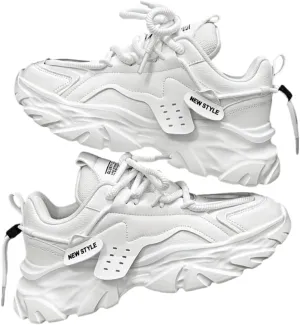Men's Retro Thick-Sole Sneakers Non-Slip Durable Rubber Sole Casual Shoes for All-Season