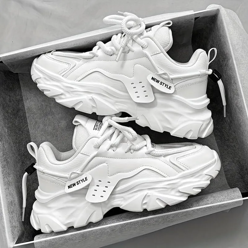 Men's Retro Thick-Sole Sneakers Non-Slip Durable Rubber Sole Casual Shoes for All-Season