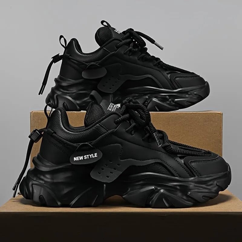 Men's Retro Thick-Sole Sneakers Non-Slip Durable Rubber Sole Casual Shoes for All-Season