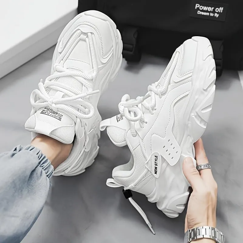 Men's Retro Thick-Sole Sneakers Non-Slip Durable Rubber Sole Casual Shoes for All-Season