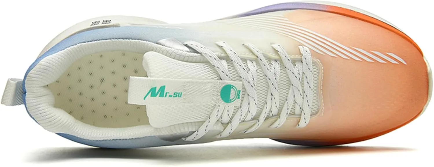 Men's Running Sneakers Anti-Slip Wear-Resistant Carbon-Plate Soft Hollow Thick Outsole Breathable Tatting Fly-Woven Mesh Athletic Lightweight Fashionable Cushioned Sports Shoes