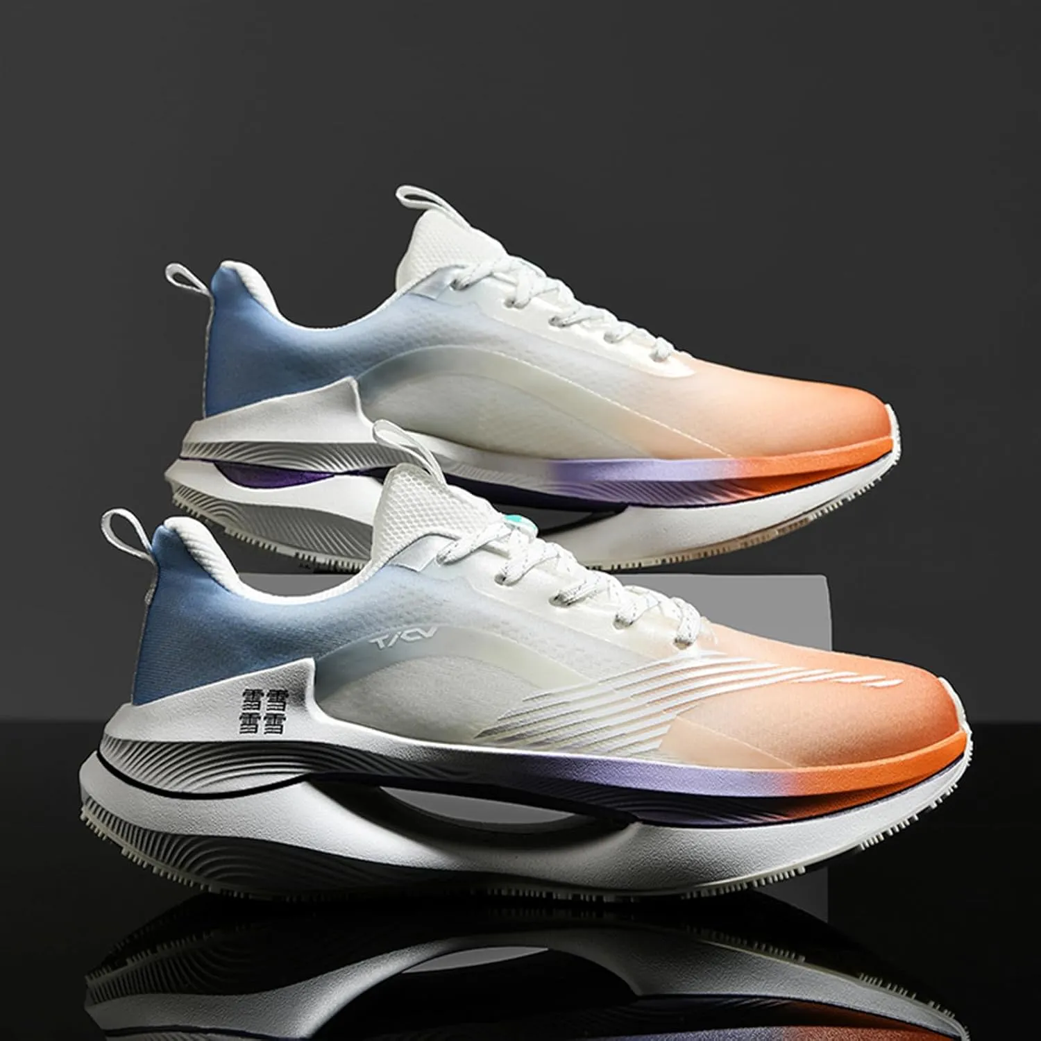 Men's Running Sneakers Anti-Slip Wear-Resistant Carbon-Plate Soft Hollow Thick Outsole Breathable Tatting Fly-Woven Mesh Athletic Lightweight Fashionable Cushioned Sports Shoes