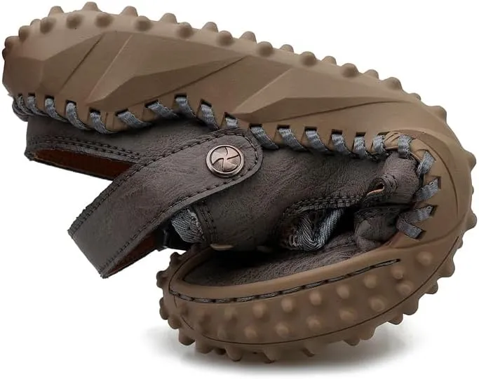 Mens Sandals Leather Closed Toe Outdoor Summer Anti-Slip Beach Sandals