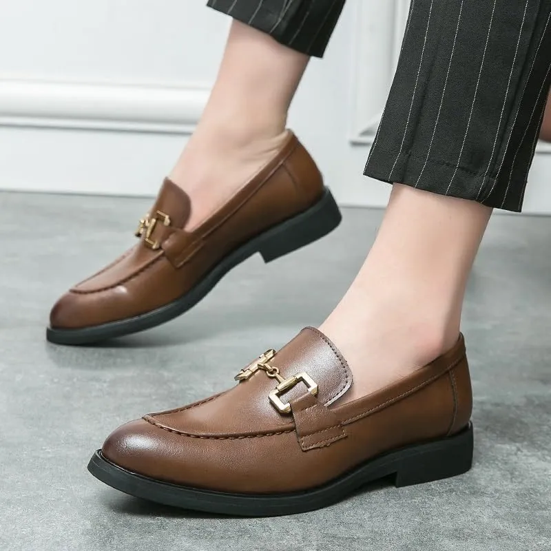 Men's Slip On Dress Shoes Retro Comfortable Double Monk Strap Leather Formal Business Mens Oxford Shoes Walking Derby Shoes(Brown,11)