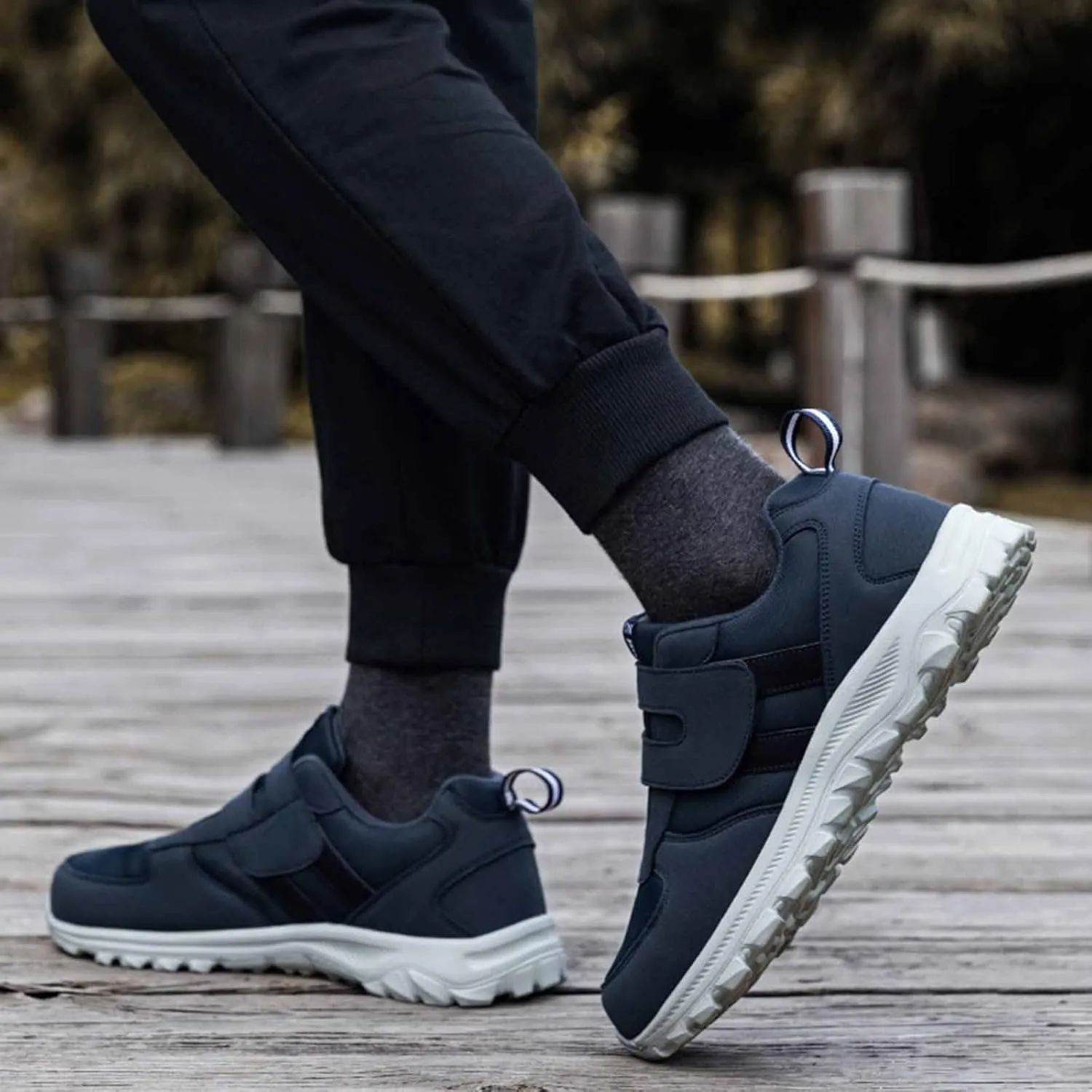 Mens Slip on Sneakers Lightweight Breathable Comfortable Casual Sneaker Non Slip Hook Loop Walking Sport Shoes Orthopedic Walking Shoes