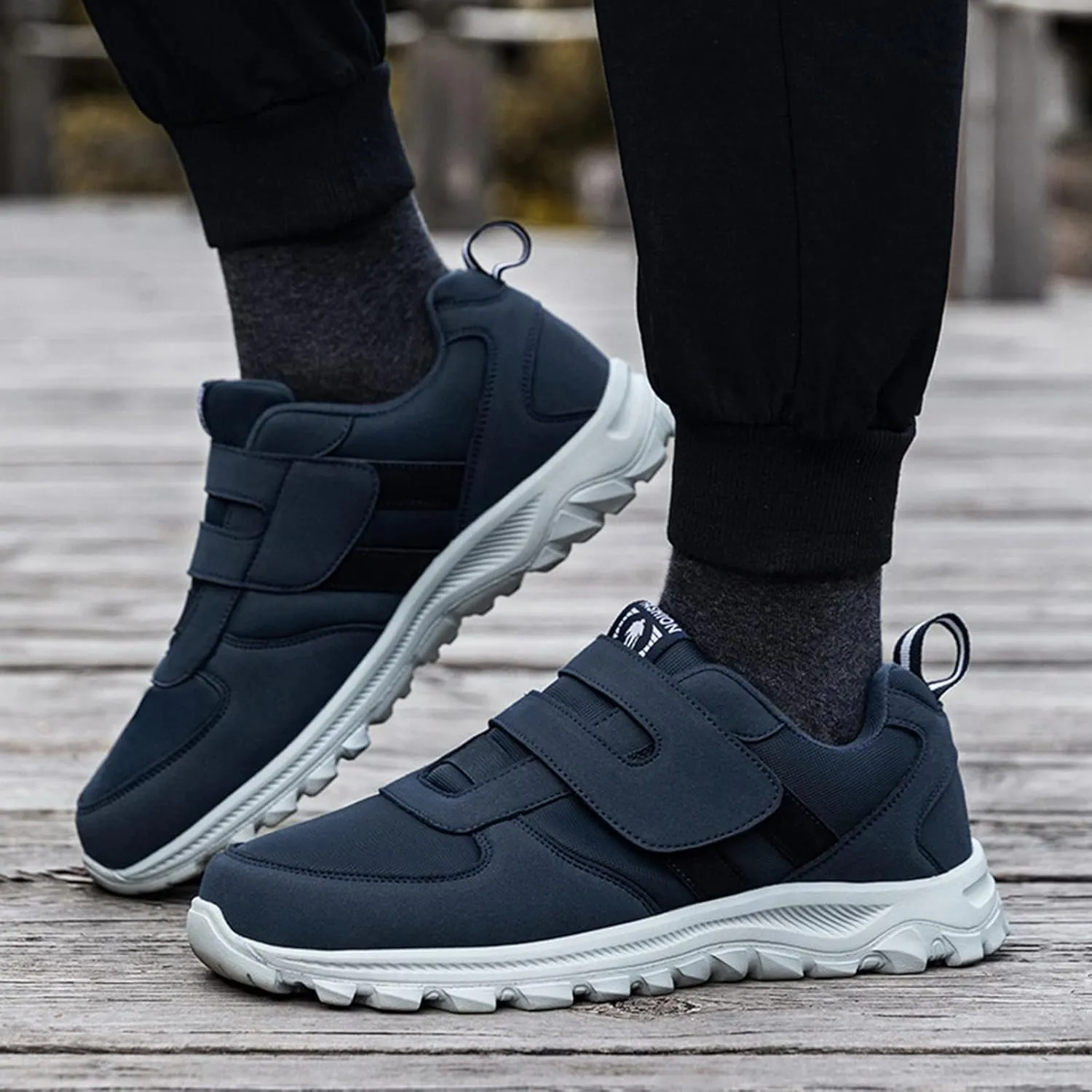 Mens Slip on Sneakers Lightweight Breathable Comfortable Casual Sneaker Non Slip Hook Loop Walking Sport Shoes Orthopedic Walking Shoes