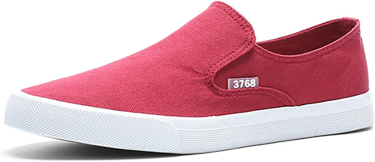 Mens Slip On Sneakers Lightweight Breathable Non-Slip Walking Shoes Comfortable Canvas Sneaker for Work, Running，Walking，Business