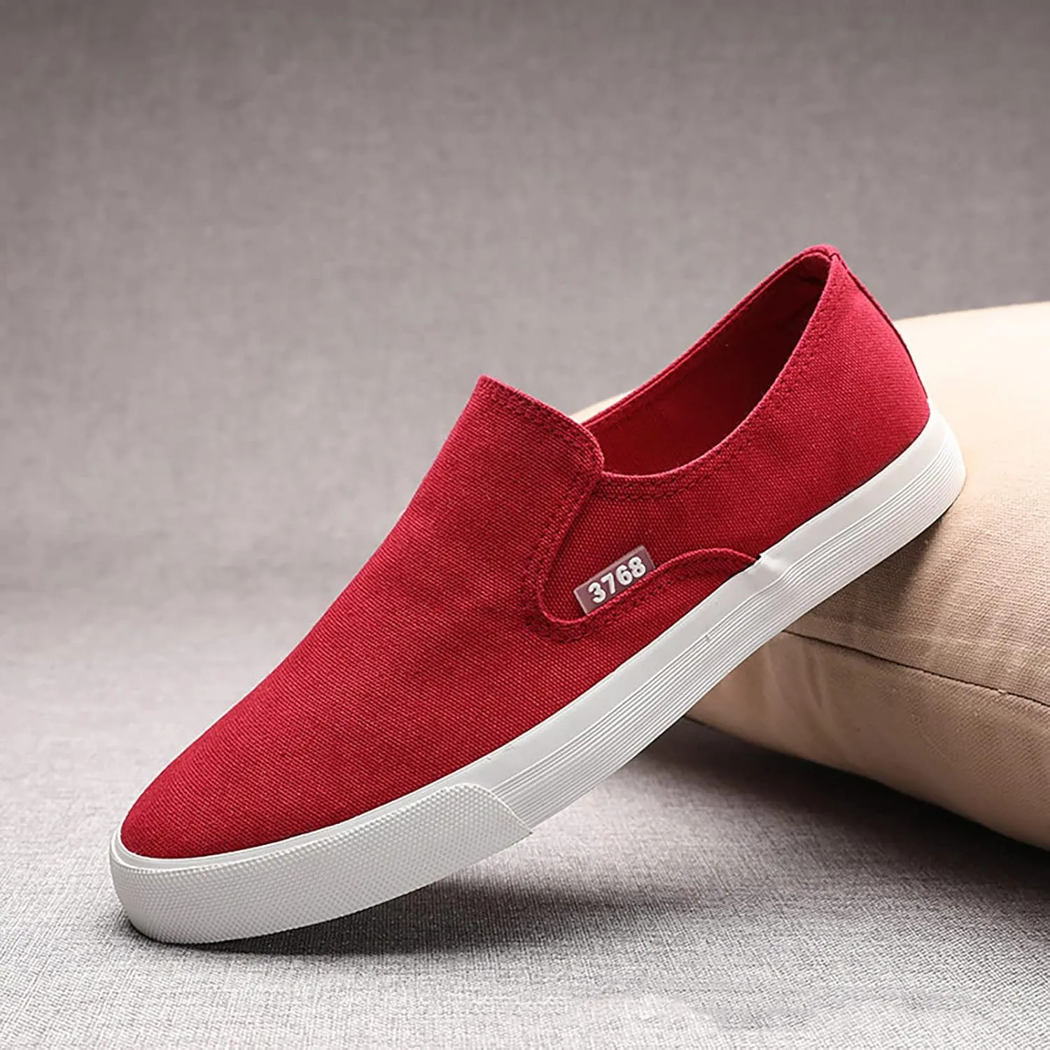 Mens Slip On Sneakers Lightweight Breathable Non-Slip Walking Shoes Comfortable Canvas Sneaker for Work, Running，Walking，Business
