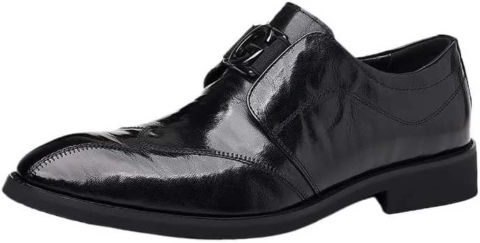 Mens Slip-Ons Loafers Shoes Shiny Patent Leather Dress Shoes Classic Pointed Toe Formal Business Tuxedo Shoes(6.5)