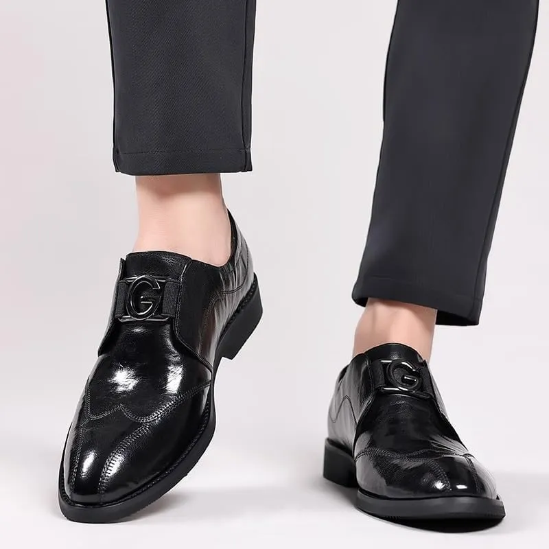 Mens Slip-Ons Loafers Shoes Shiny Patent Leather Dress Shoes Classic Pointed Toe Formal Business Tuxedo Shoes(6.5)