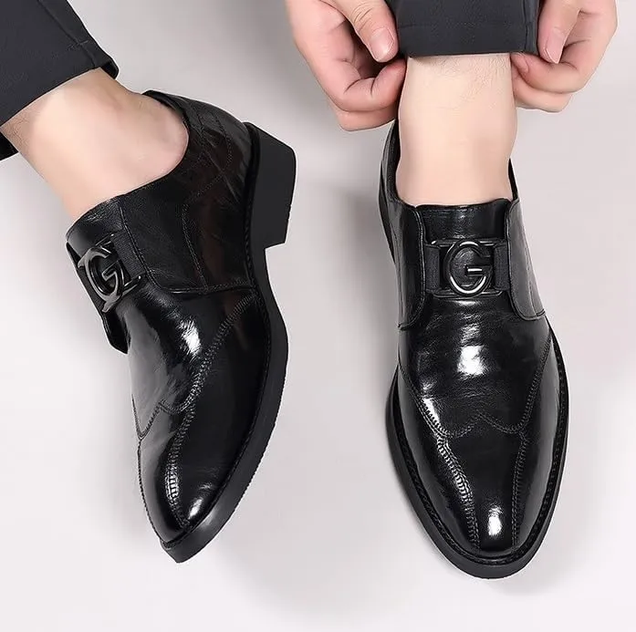 Mens Slip-Ons Loafers Shoes Shiny Patent Leather Dress Shoes Classic Pointed Toe Formal Business Tuxedo Shoes(6.5)
