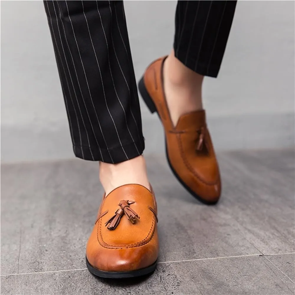 Mens Tassel Boat Loafers Breathable Shoes Lightweight Slip Resistant Anti-Slip Casual Slip-ons for Business Outdoors Wedding