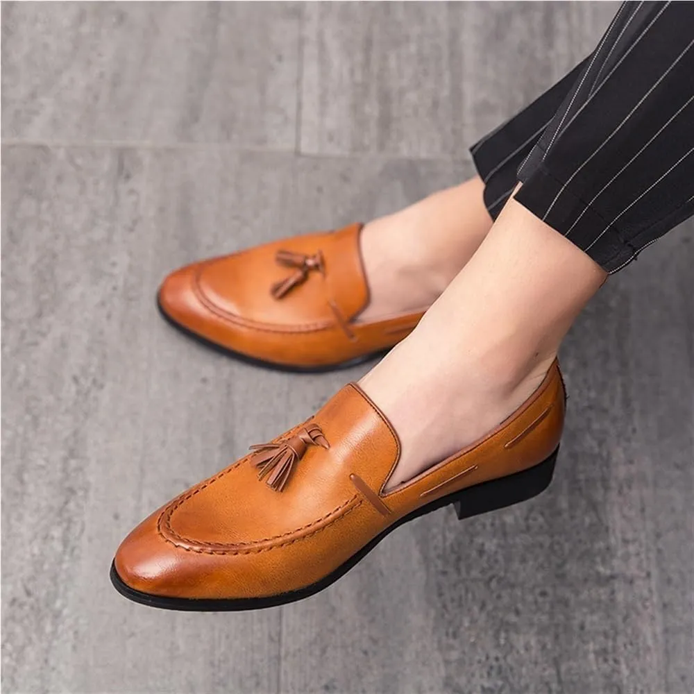 Mens Tassel Boat Loafers Breathable Shoes Lightweight Slip Resistant Anti-Slip Casual Slip-ons for Business Outdoors Wedding