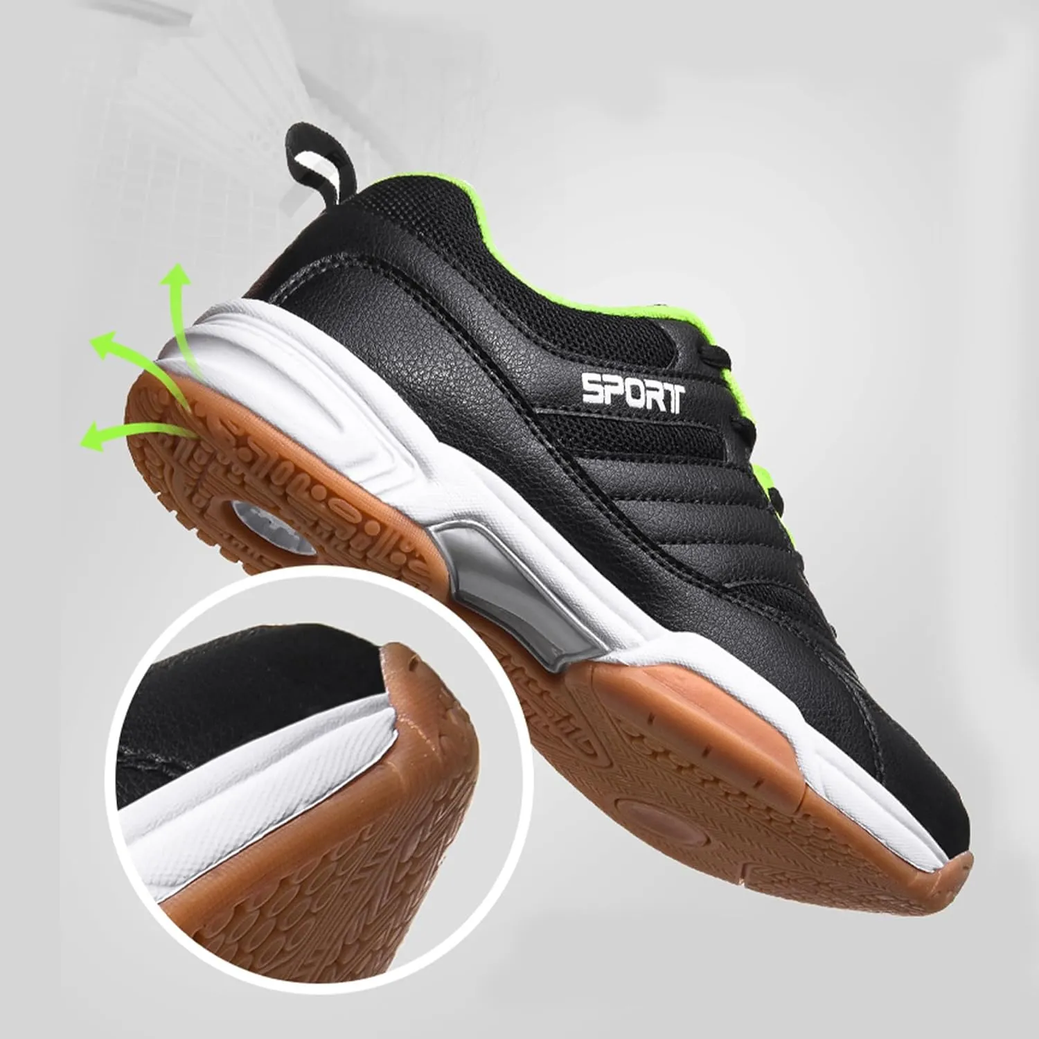 Mens Tennis Shoes Breathable, Comfortable, Lightweight, Non-Slip Mens Badminton Shoes Low Top Leather Racket Class Volleyball Shoes |with Arch Support | Lndoor and Outdoor Court Trainers