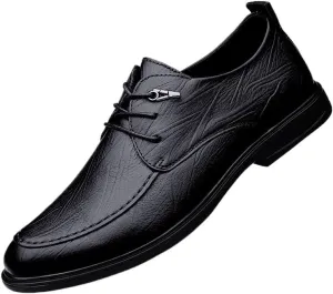 Men's Vintage Leather Lace Up Platform Oxfords - Non-Slip Waterproof Business Dress Shoes for Formal Occasions
