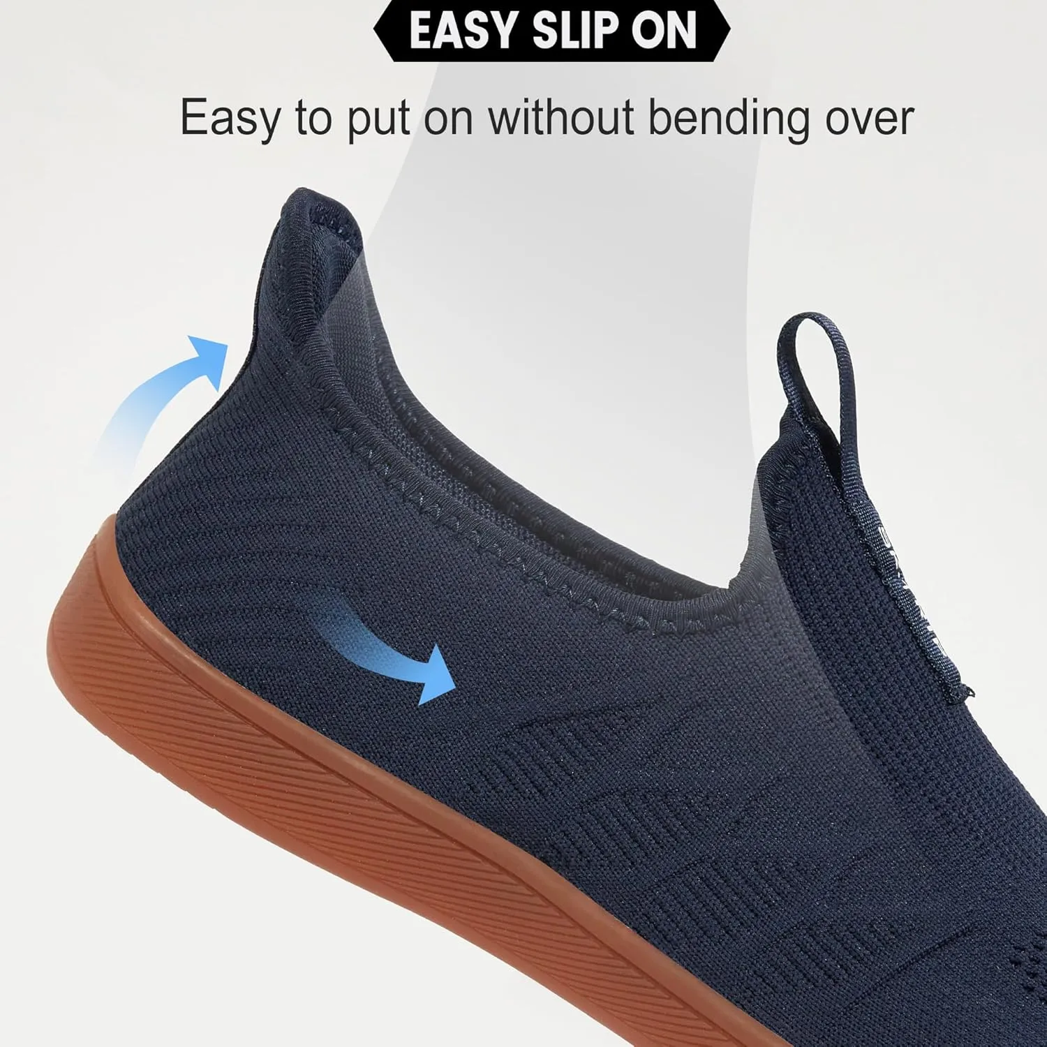 Men's Wide Walking Shoes Slip On Minimalist Barefoot Walking Shoes Cross-Trainer Sneaker Lightweight Breathable Trail Running