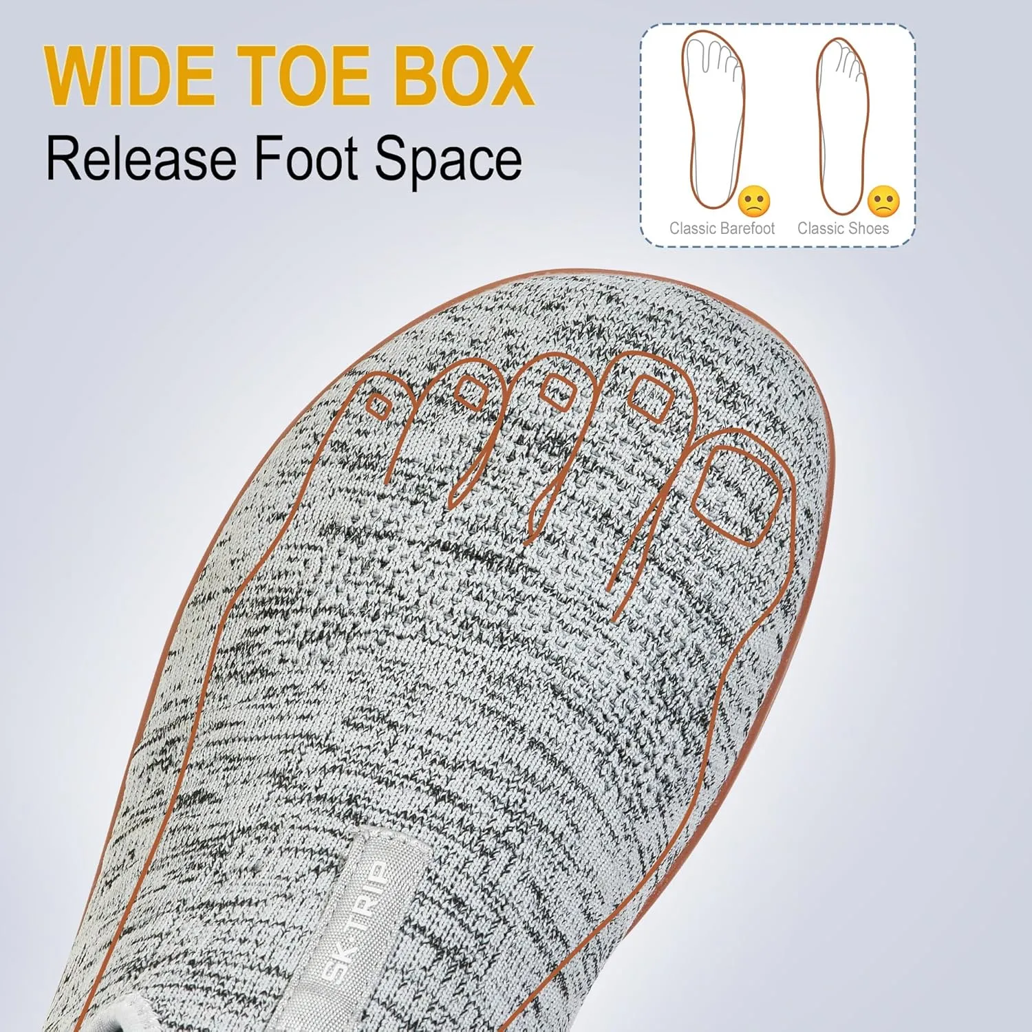 Men's Wide Walking Shoes Slip On Minimalist Barefoot Walking Shoes Cross-Trainer Sneaker Lightweight Breathable Trail Running
