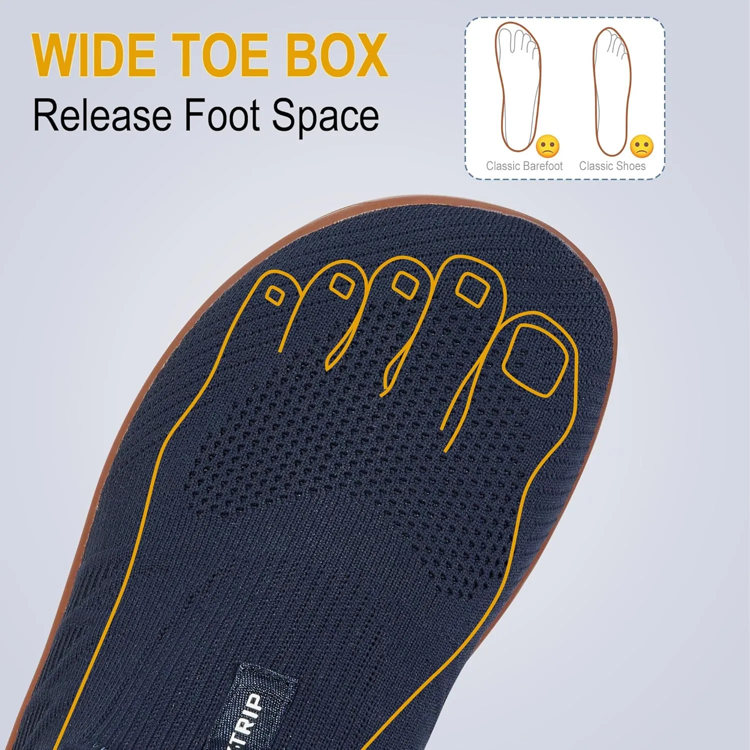 Men's Wide Walking Shoes Slip On Minimalist Barefoot Walking Shoes Cross-Trainer Sneaker Lightweight Breathable Trail Running