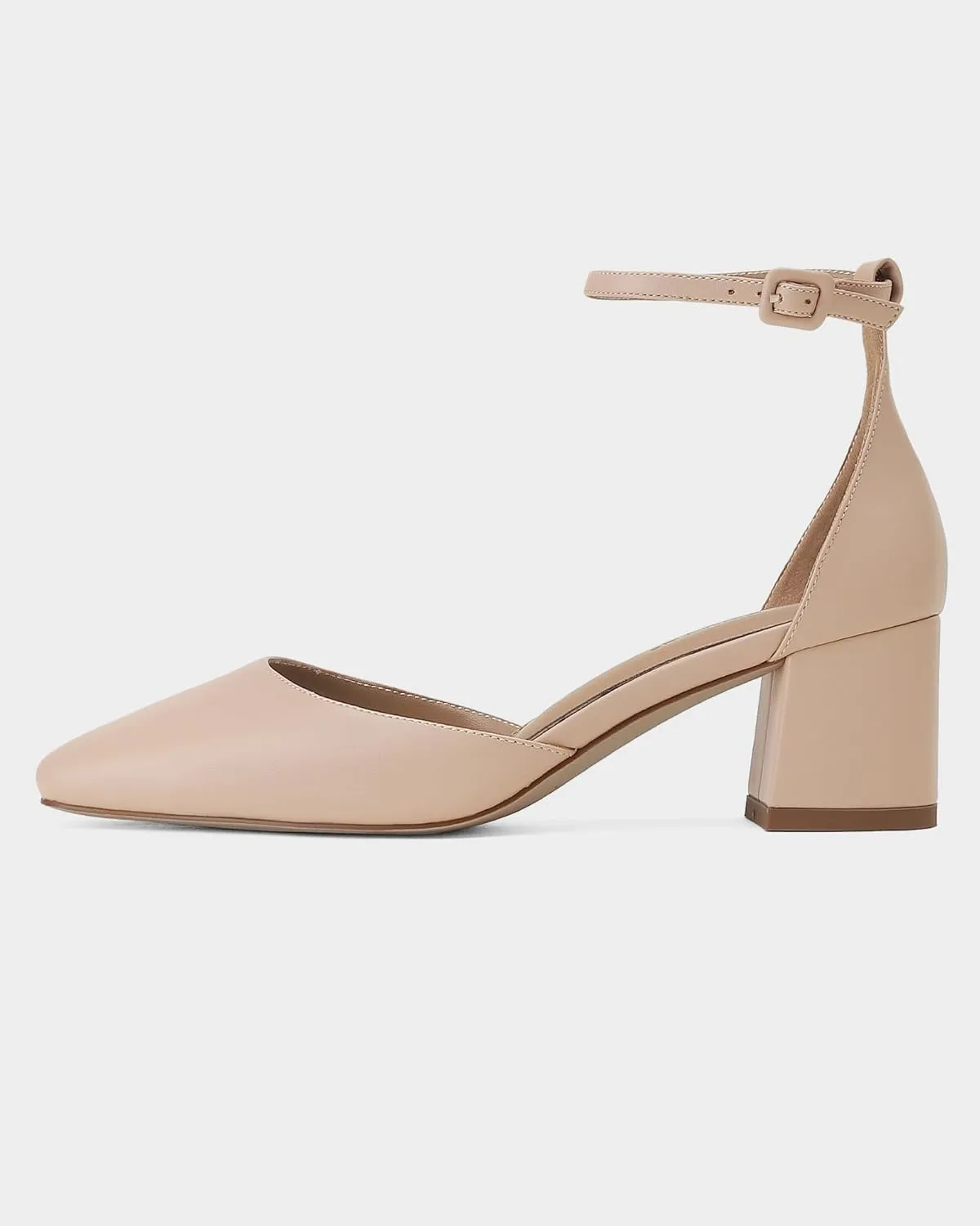 MUCCCUTE Heels for Women Closed Toe Pumps - Chunky Low Heel Block Square Toe Ankle Strap Heels Ladies Business Office Dressy Dress Pumps