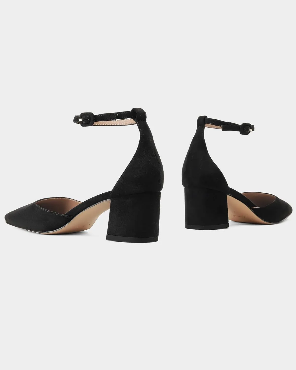 MUCCCUTE Heels for Women Closed Toe Pumps - Chunky Low Heel Block Square Toe Ankle Strap Heels Ladies Business Office Dressy Dress Pumps