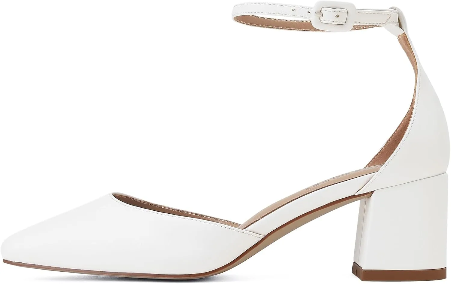 MUCCCUTE Heels for Women Closed Toe Pumps - Chunky Low Heel Block Square Toe Ankle Strap Heels Ladies Business Office Dressy Dress Pumps